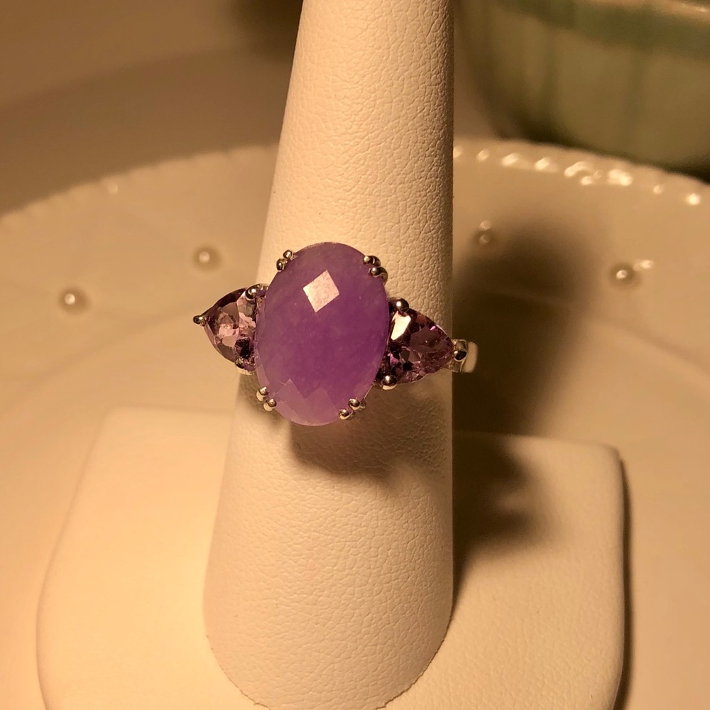 Purple Jade & Amethyst Ring. - Picture 8 of 9